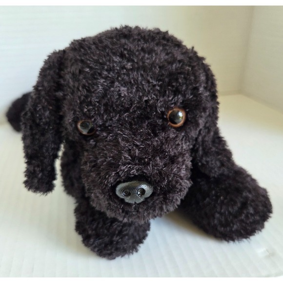 Yangjee Other - Yangjee Stuffed Plush Black Puppy Dog Red Collar Floppy Soft Beanbag 12" Vintage